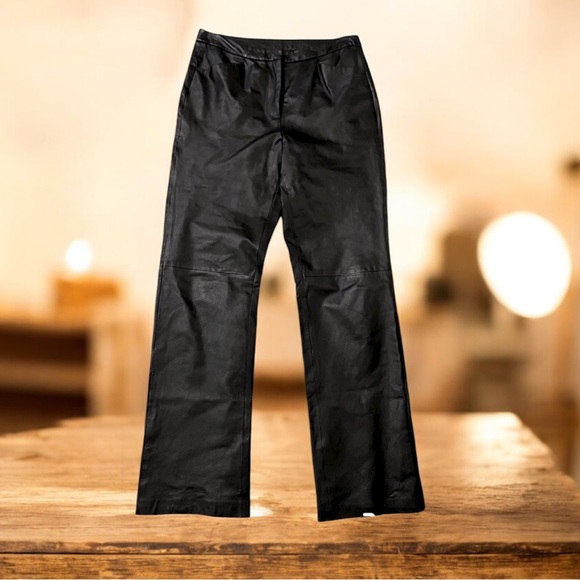 Chadwicks Pants - Chadwick’s Black Genuine Leather‎ Pants Women’s Size 6 Straight Leg